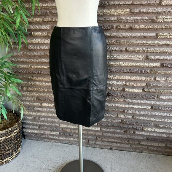 Classiques Entier Black Glove Soft Leather Pencil Straight Skirt Size 4 - Picture 6 of 6
